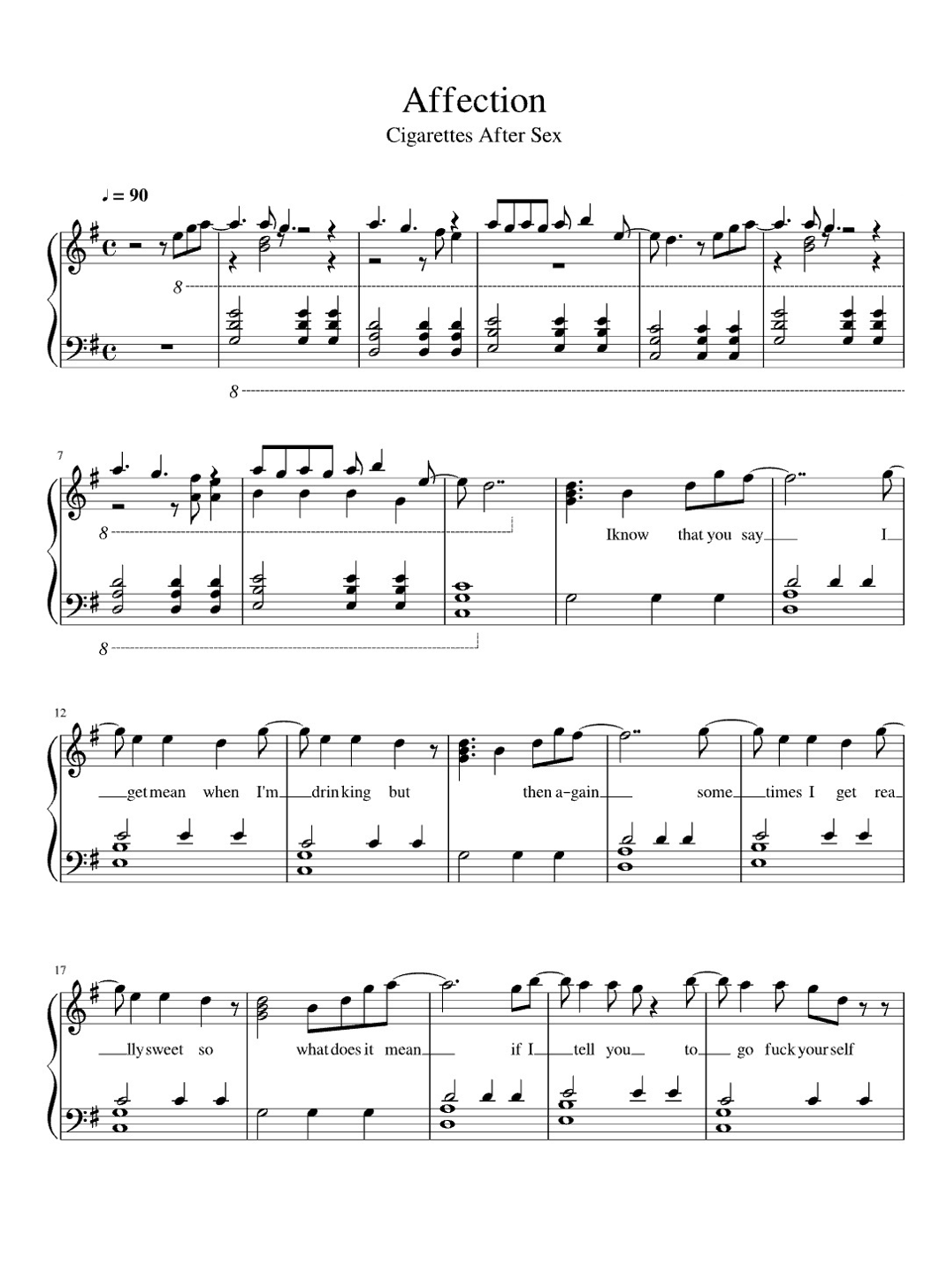 cry cigarettes after sex piano Cry by Cigarettes After Sex Sheet Music for Easy Piano (arr. Unknown) at Sheet  Music Direct