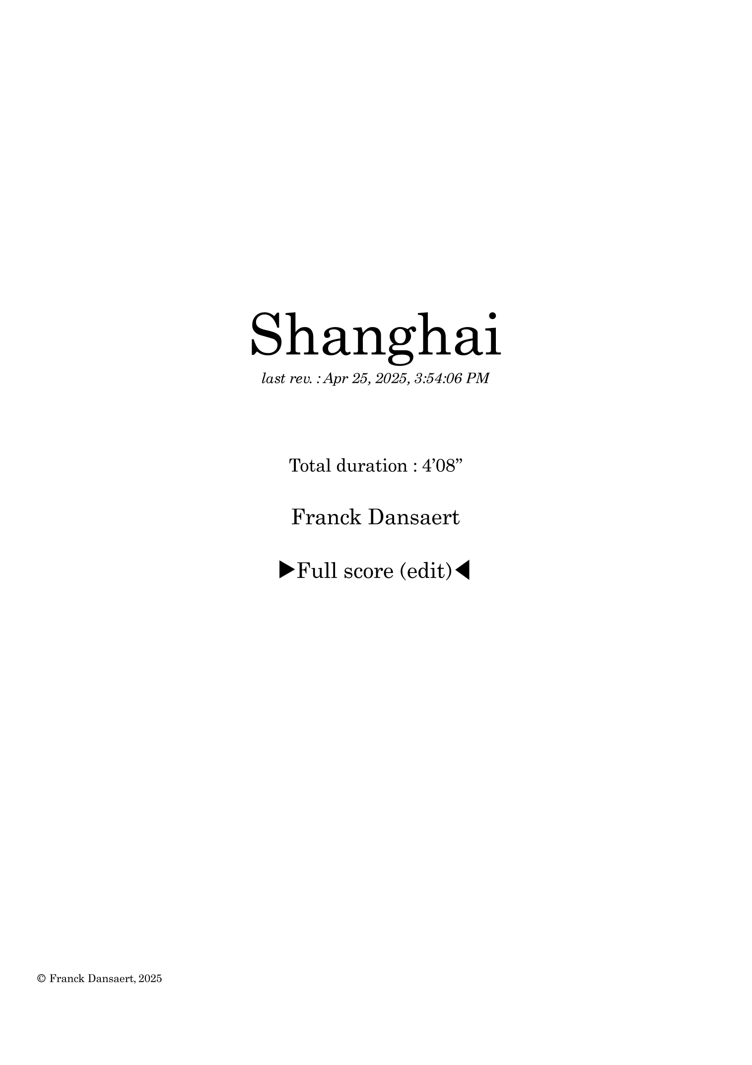 Shanghai - Score Only by Franck Dansaert Full Orchestra