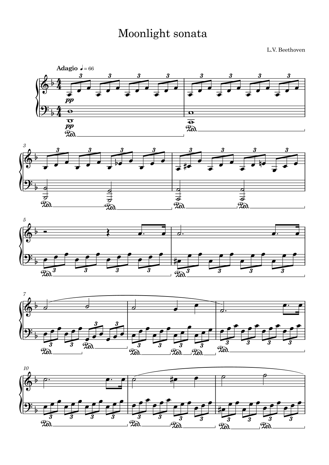 Moonlight Sonata First Movement Op 27 No 2 By Beethoven Sheet 