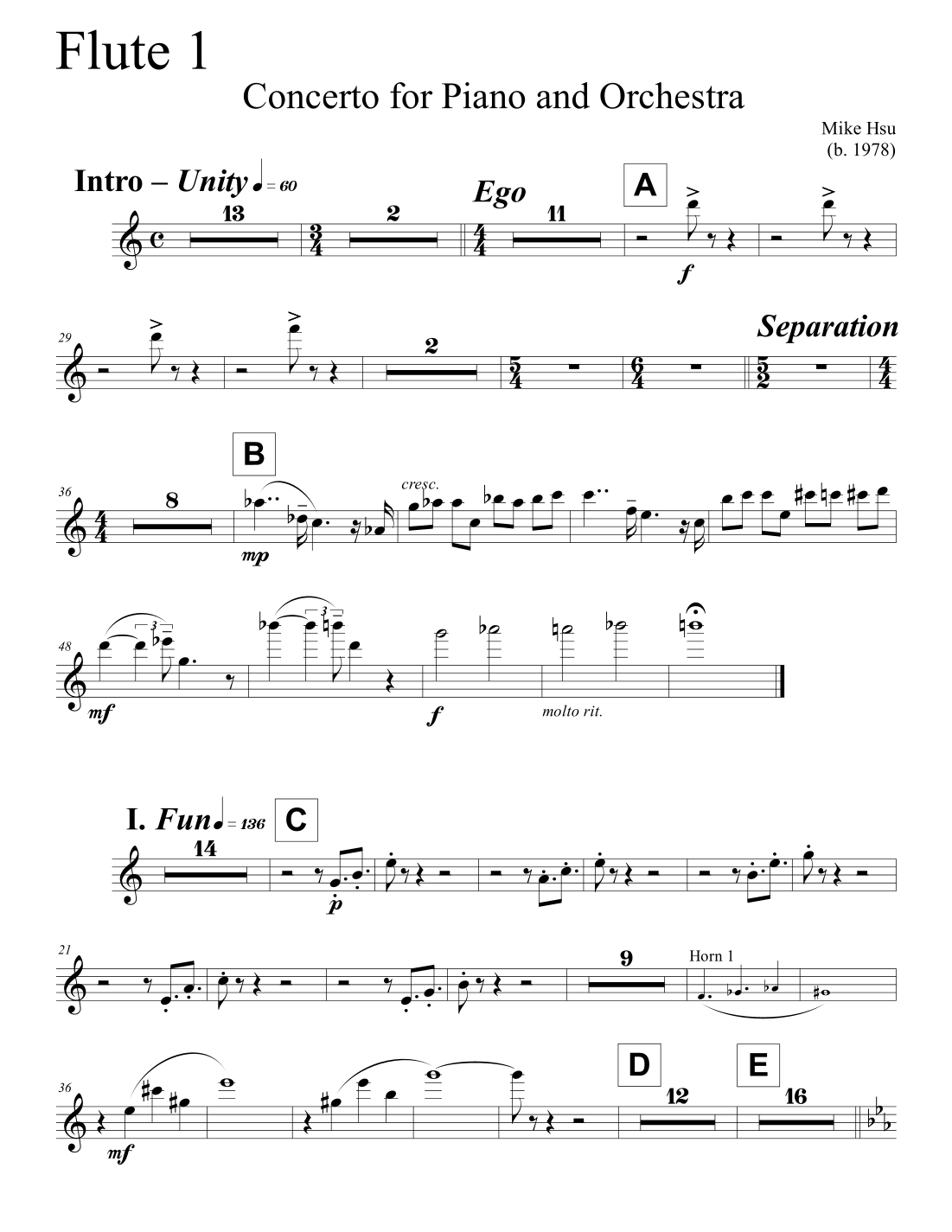 Concerto for Piano and Orchestra - orchestral parts only by Mike Hsu Full Orchestra (钢琴与管弦乐协奏曲 - 仅管弦乐分谱,Mike Hsu) - 预览