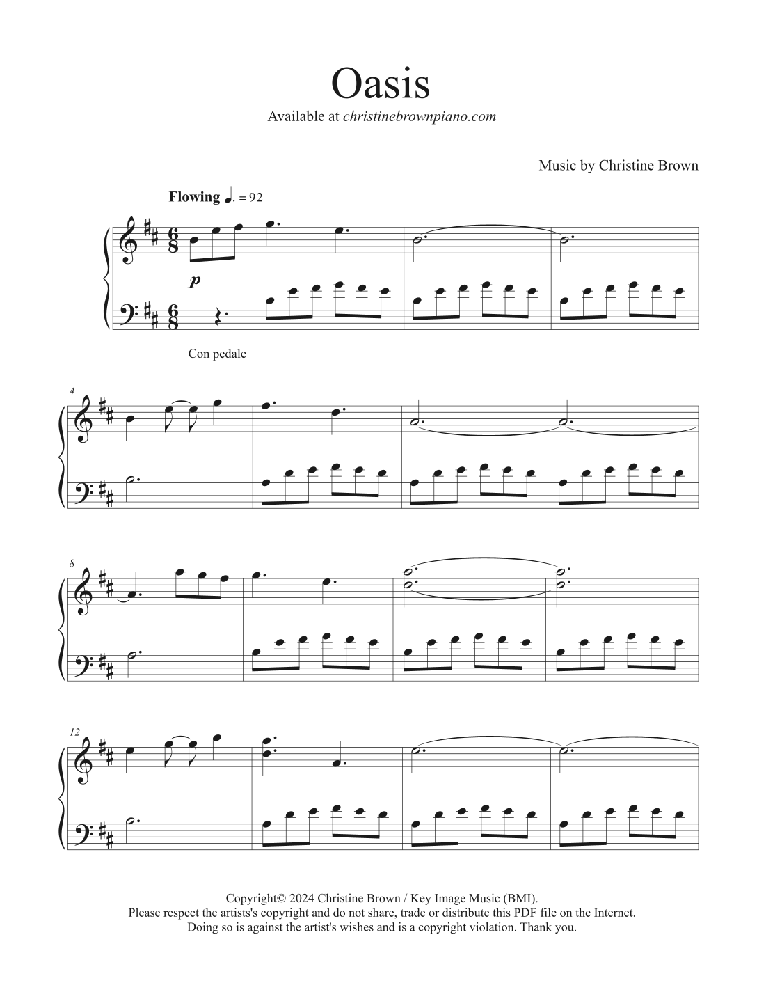 Oasis by Christine Brown Sheet Music for Piano Solo at Sheet Music Direct