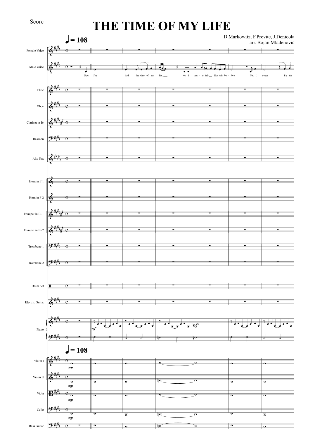 (I've Had) The Time Of My Life (arr. Bojan Mladenović) by Bill Medley & Jennifer Warnes 管弦乐团 - 预览