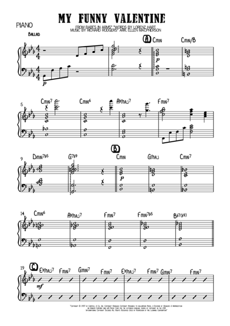 My Funny Valentine (arr. Ellen Macpherson) Partituras Digitales