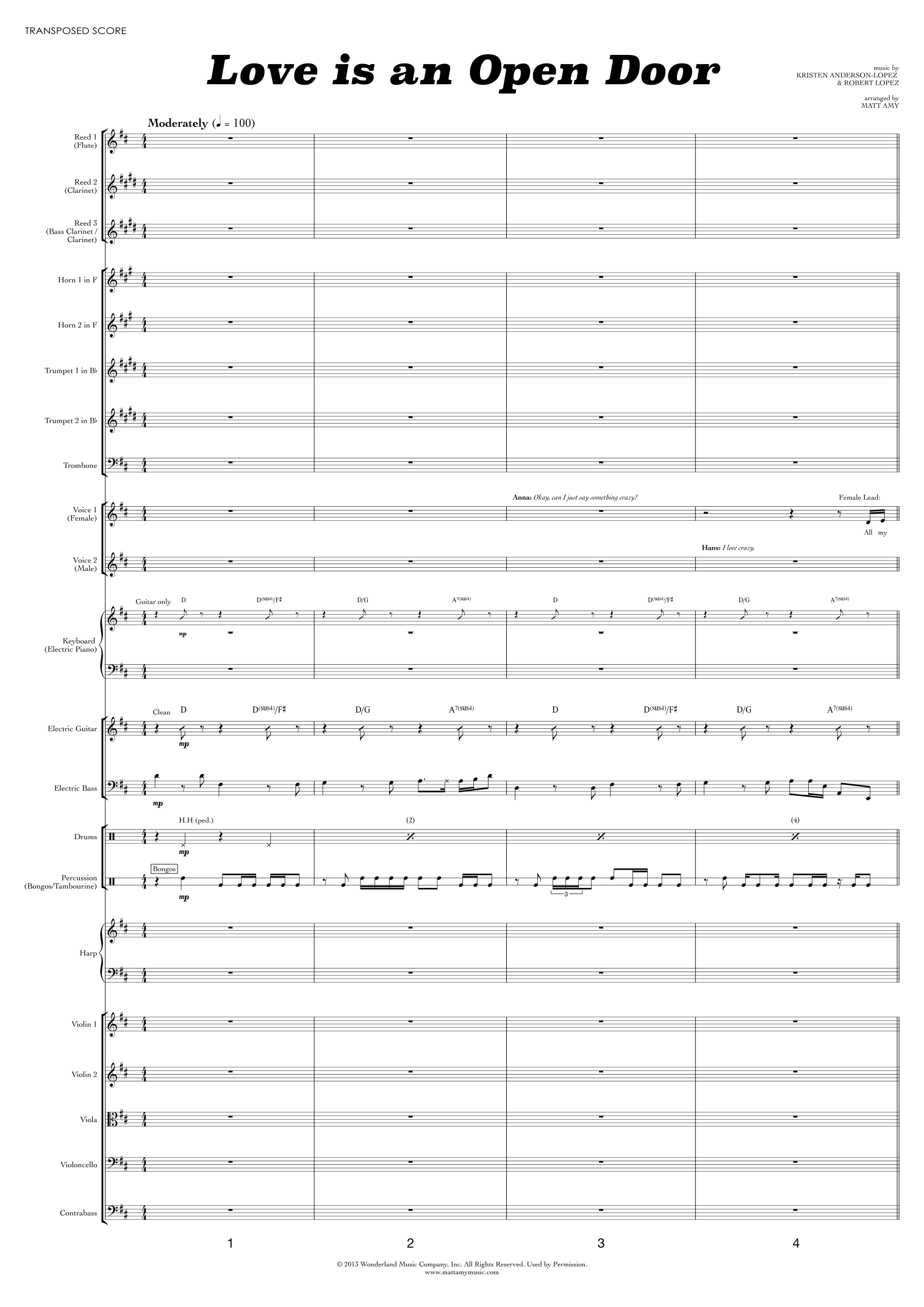 Love Is An Open Door (arr. Matt Amy) by Kristen Bell & Santino Fontana Full Orchestra