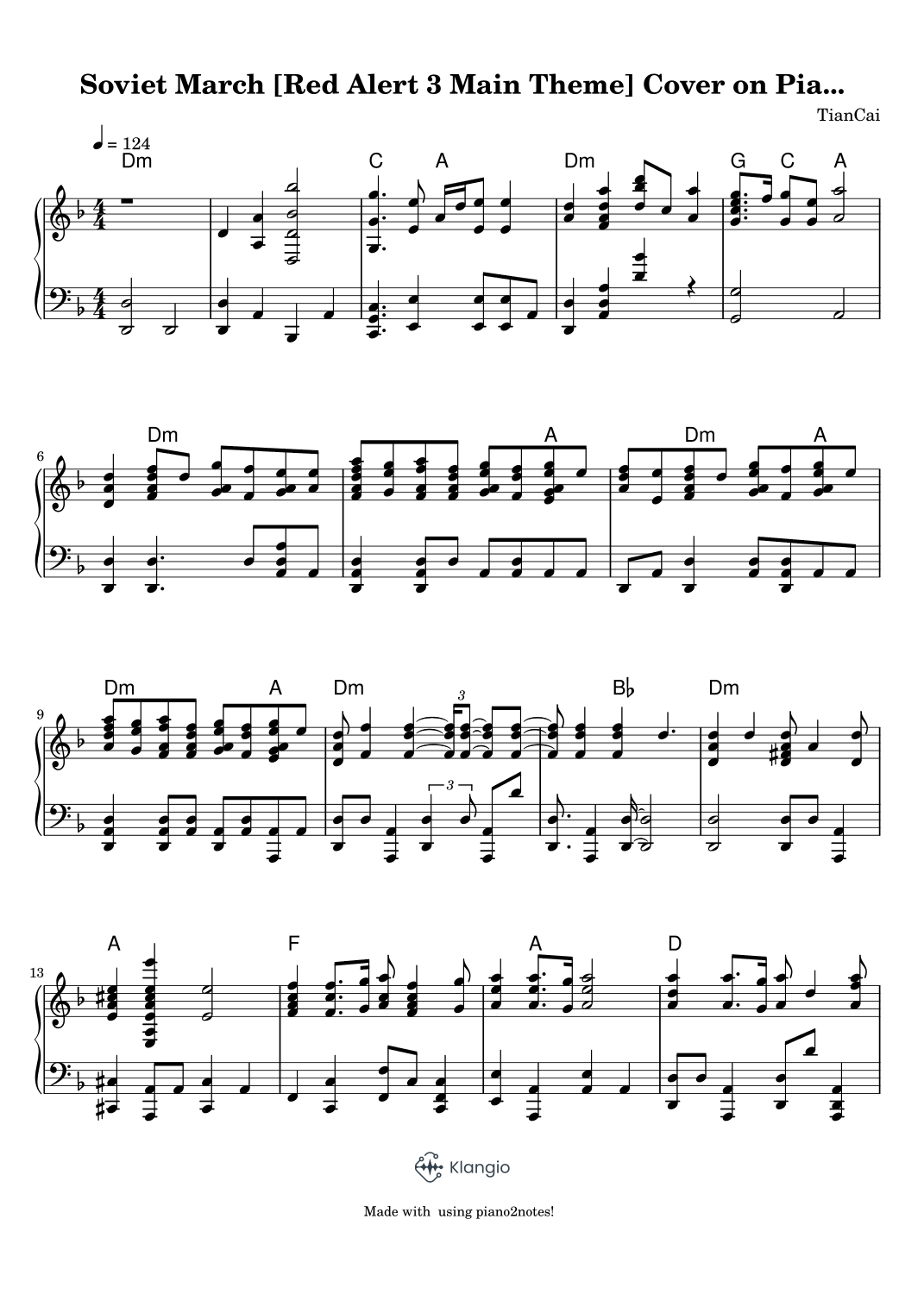 Soviet March [Red Alert 3 Main Theme] sheet music for piano (arr ...