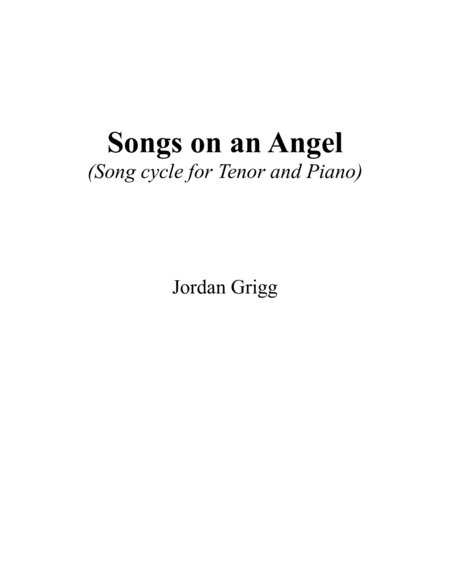 Songs on an Angel (Song cycle for Tenor and Piano) Digital Sheet Music