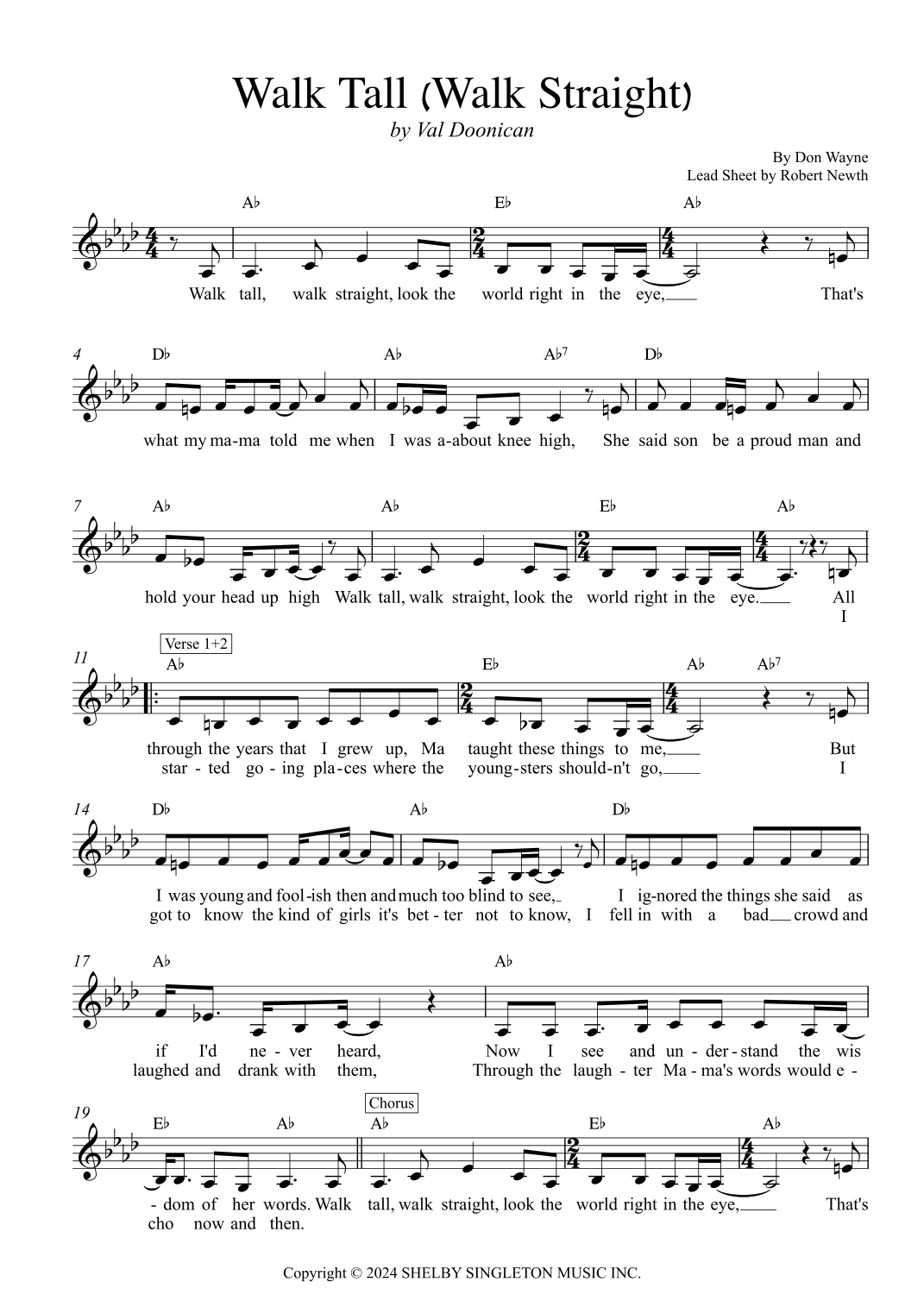 Walk Tall Walk Straight arr Robert Newth By Don Wayne Sheet Music Walk Tall Walk Straight arr Robert Newth By Don Wayne Sheet Music