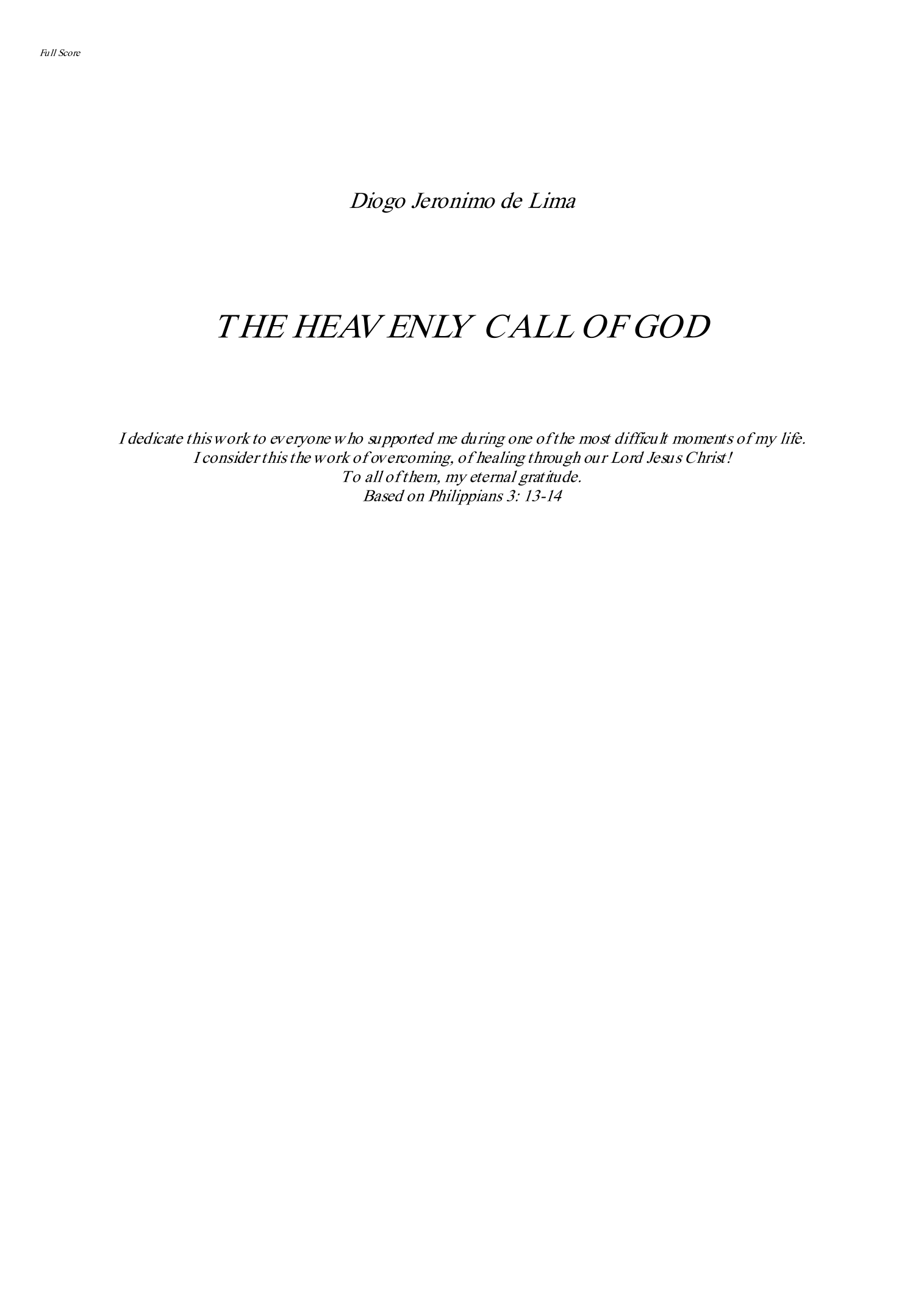 The Heavenly Call of God - Score Only by Diogo Jeronimo de Lima Full Orchestra