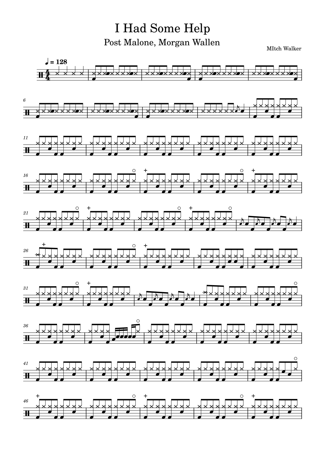 I Had Some Help (arr. Unknown) by Post Malone Feat. Morgan Wallen Sheet ...