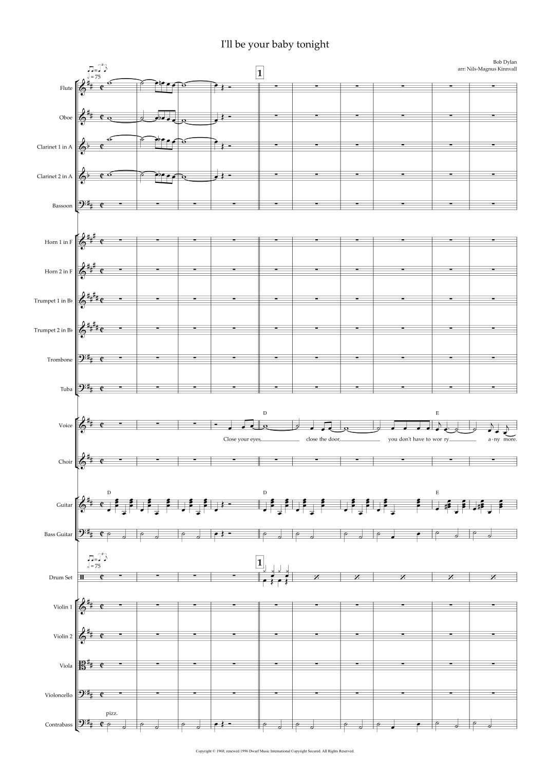 I'll Be Your Baby Tonight (arr. Nils-Magnus Kinnvall) by Bob Dylan 管弦乐团 - 预览