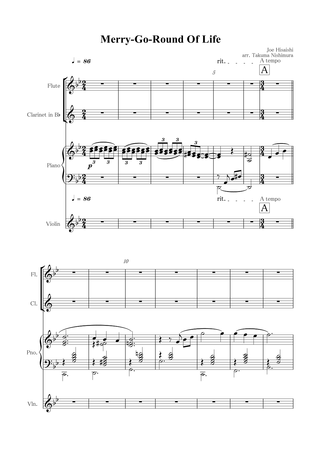Merry-Go-Round Of Life (arr. Takuma Nishimura) Digitale Noten