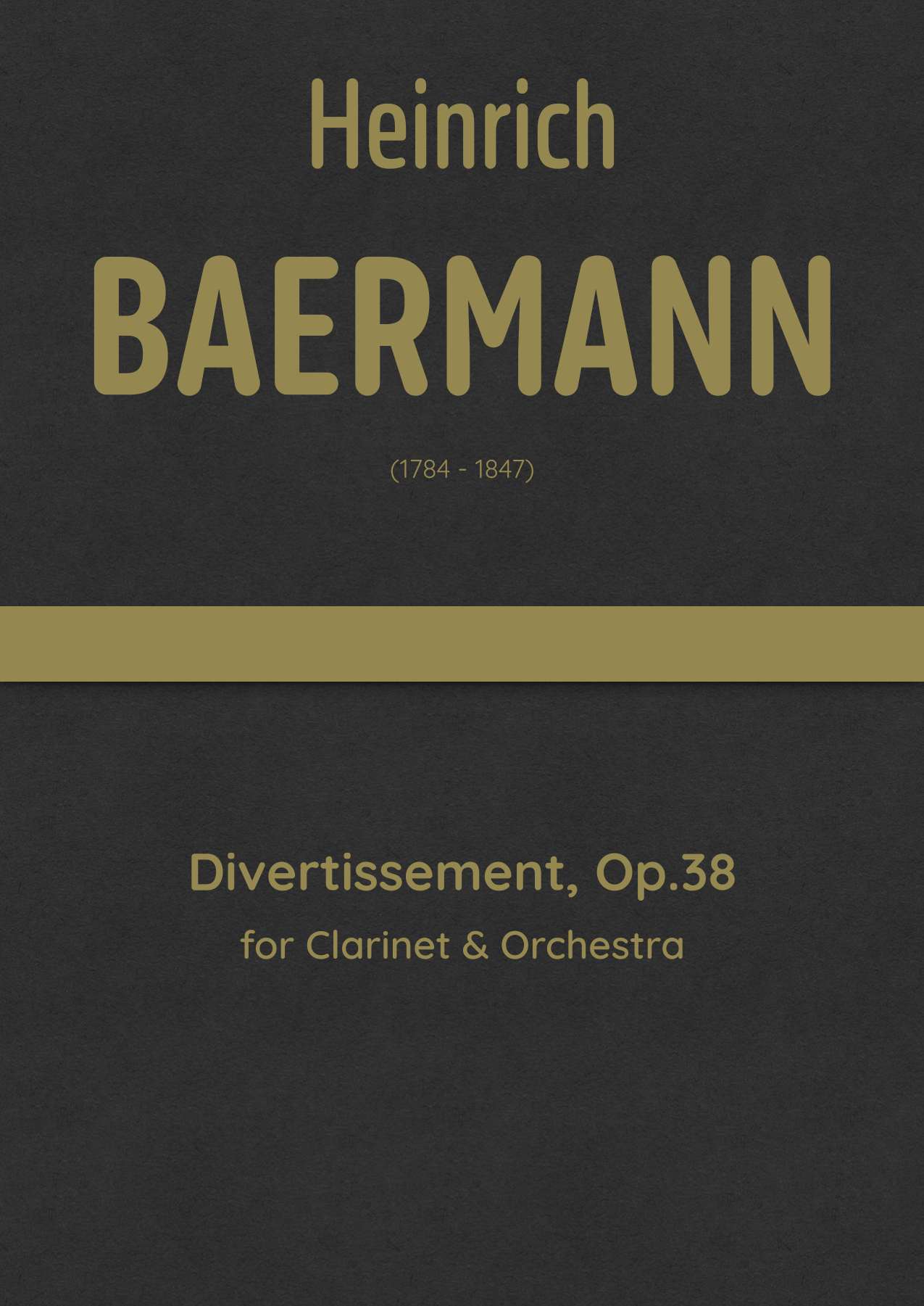 Baermann - Divertissement, Op.38 for Clarinet & Orchestra (arr. J.G. Cucó Barber) by Heinrich Baermann Full Orchestra
