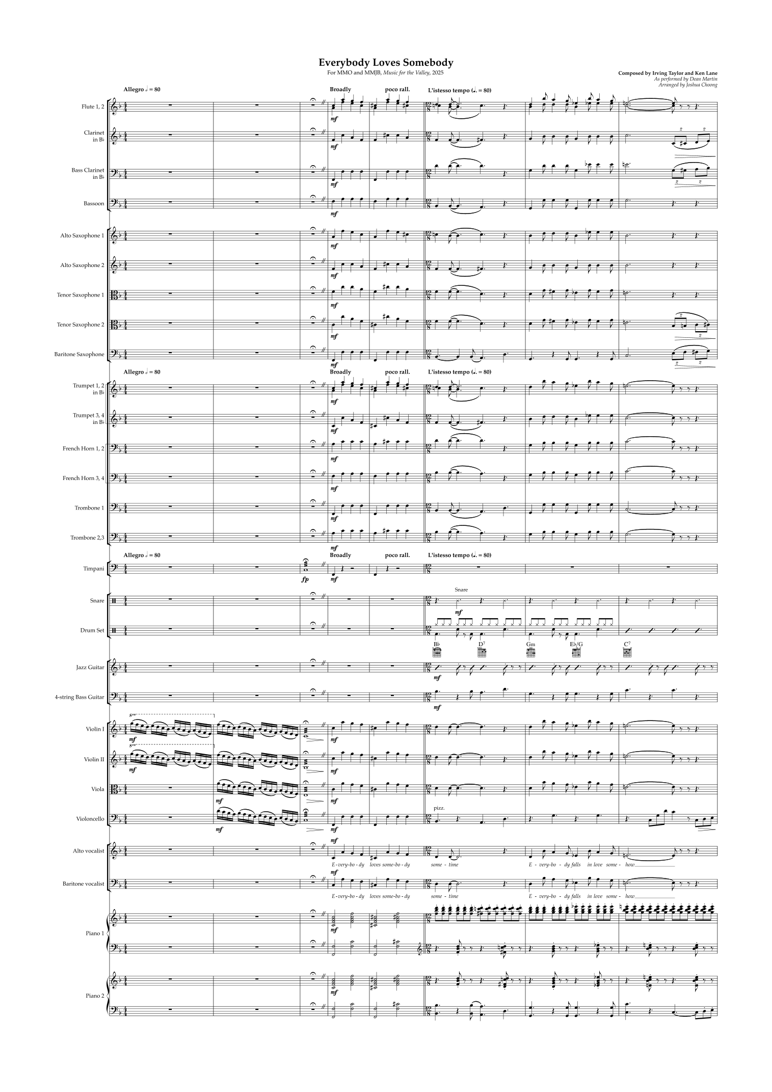 Everybody Loves Somebody (arr. Joshua Choong) by Dean Martin 管弦乐团 - 预览