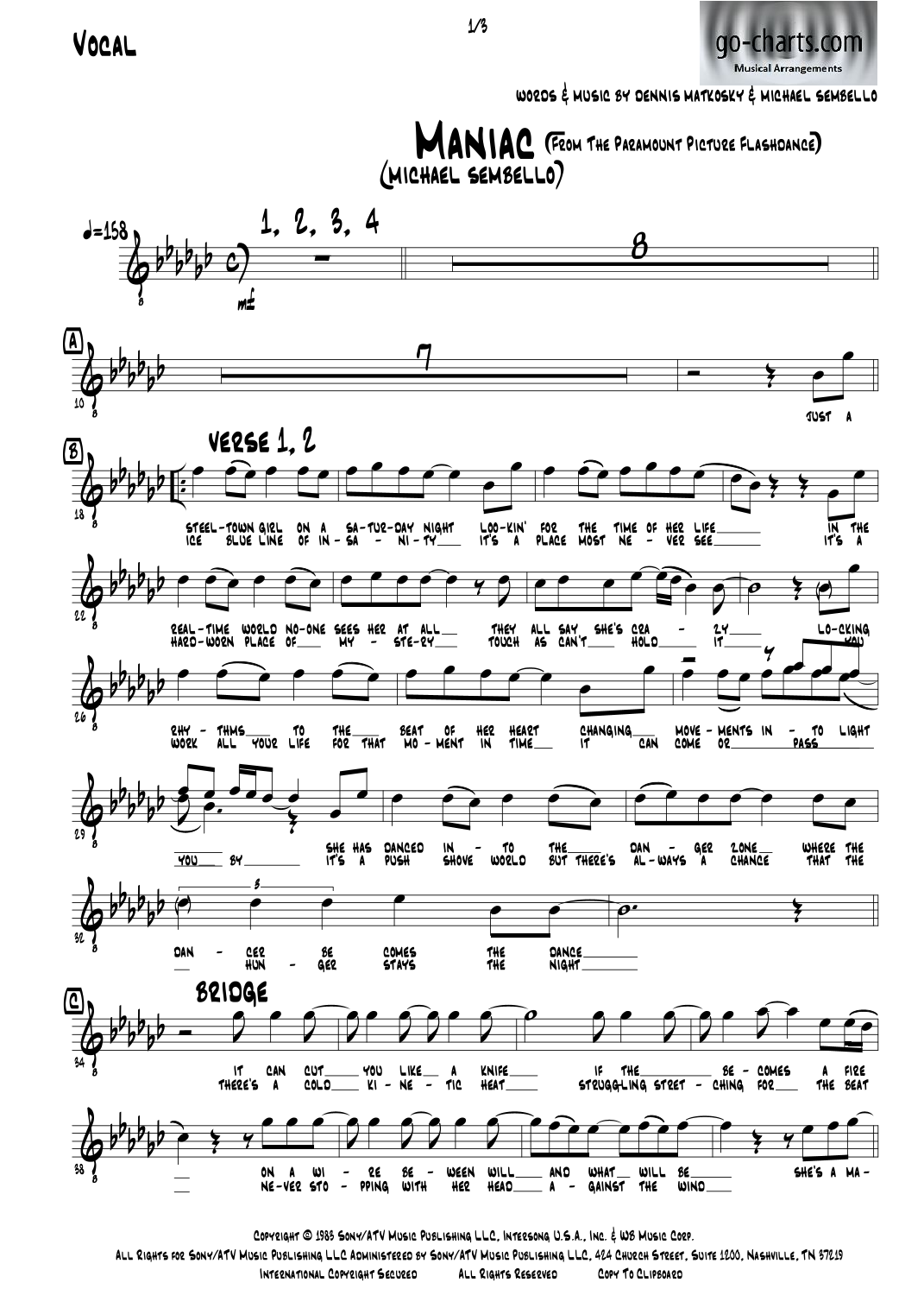 Maniac (arr. Andy Davidson go-charts.com) by Michael Sembello 管弦乐团 - 预览