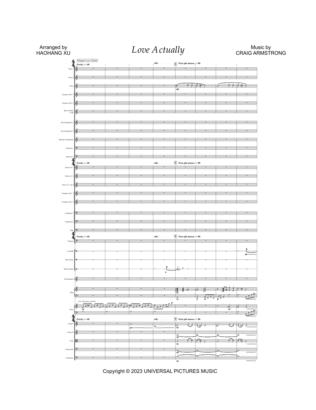 Love Actually (arr. Haohang Xu) by Craig Armstrong Full Orchestra