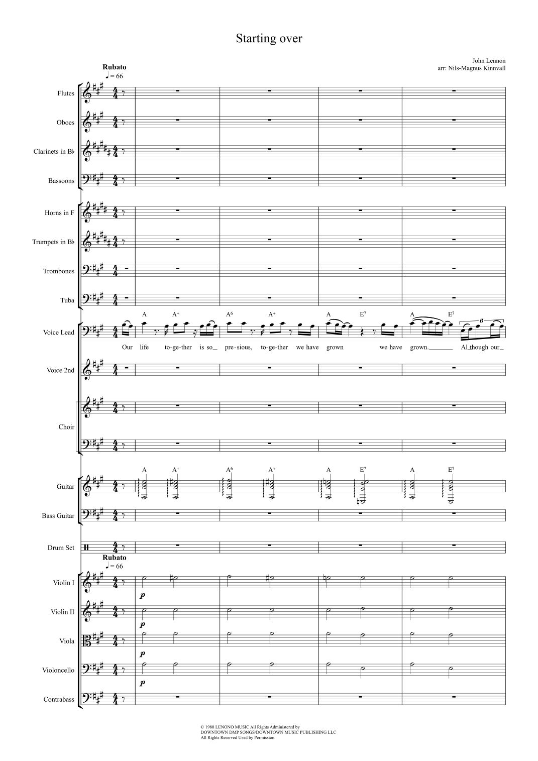(Just Like) Starting Over (arr. Nils-Magnus Kinnvall) by John Lennon Full Orchestra
