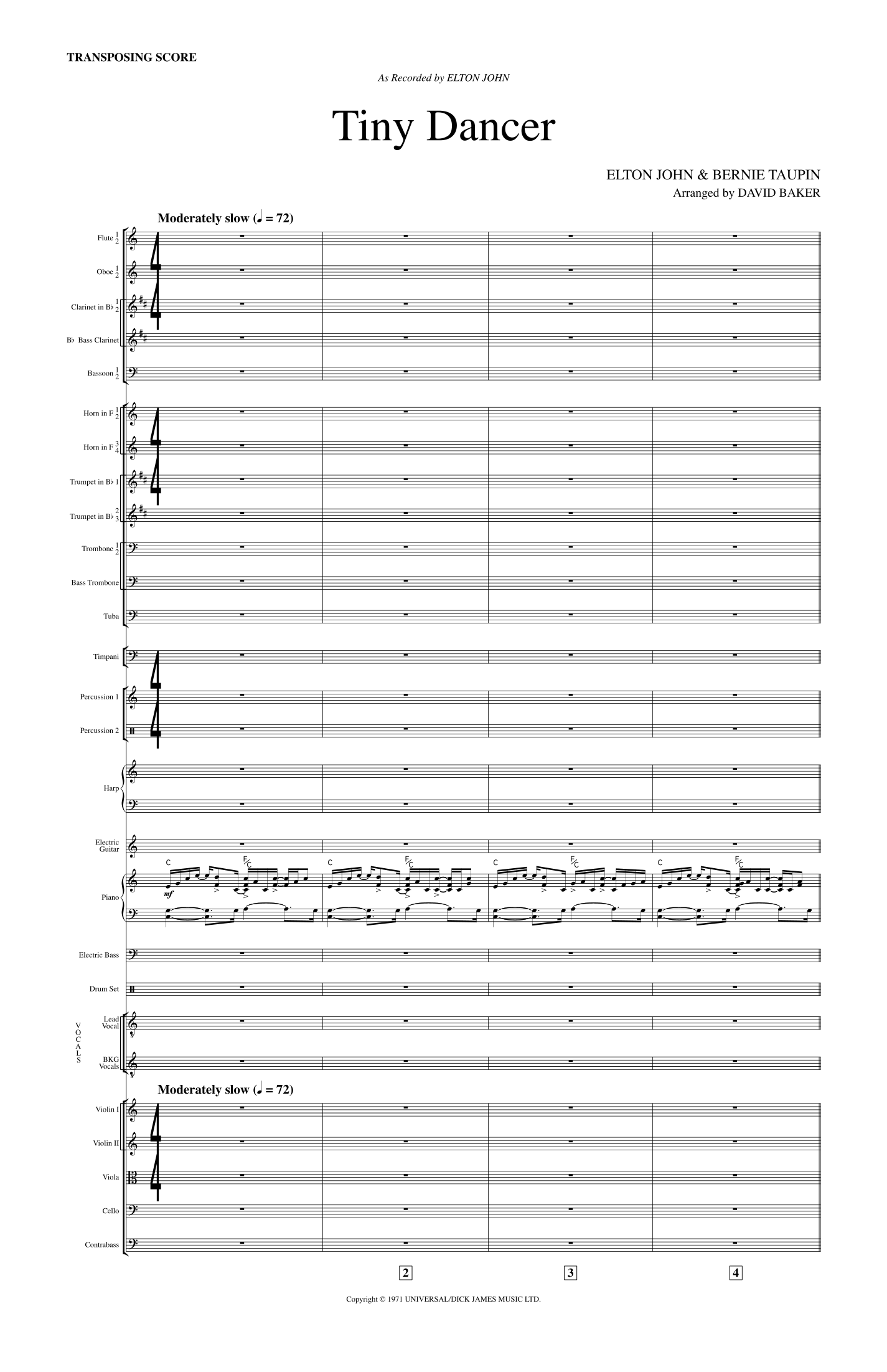 Tiny Dancer (arr. David Baker) by Elton John Full Orchestra