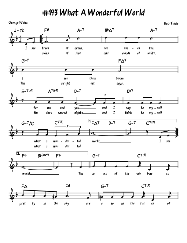 What A Wonderful World Sheet Music Howard Dietz Lead Sheet / Fake Book