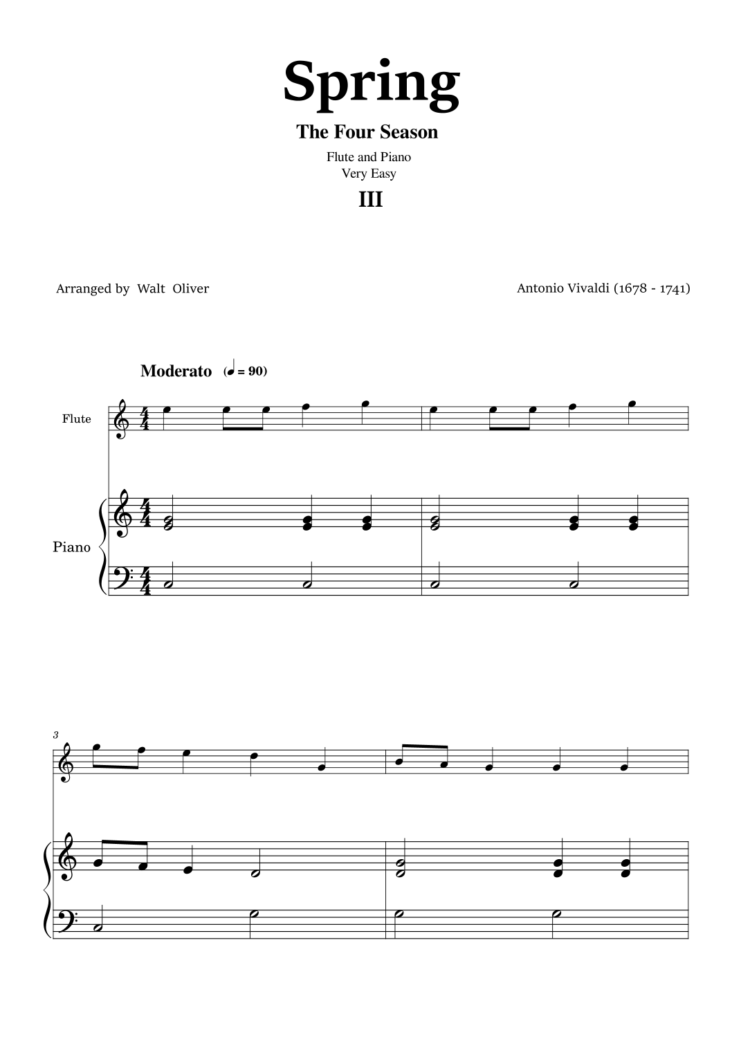 Vivaldi - The Four Seasons - Spring - 3st mov. - Flute and Piano - Very ...