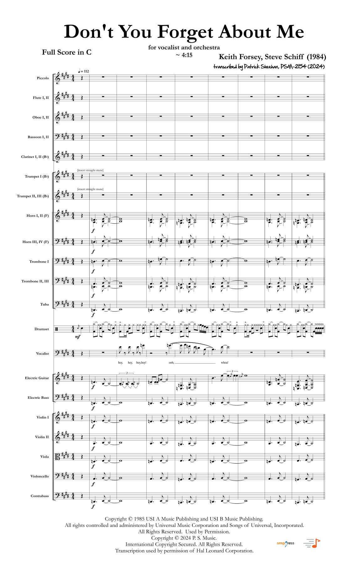 Don't You (Forget About Me) (arr. Patrick Sheehan) by Hawk Nelson Full Orchestra