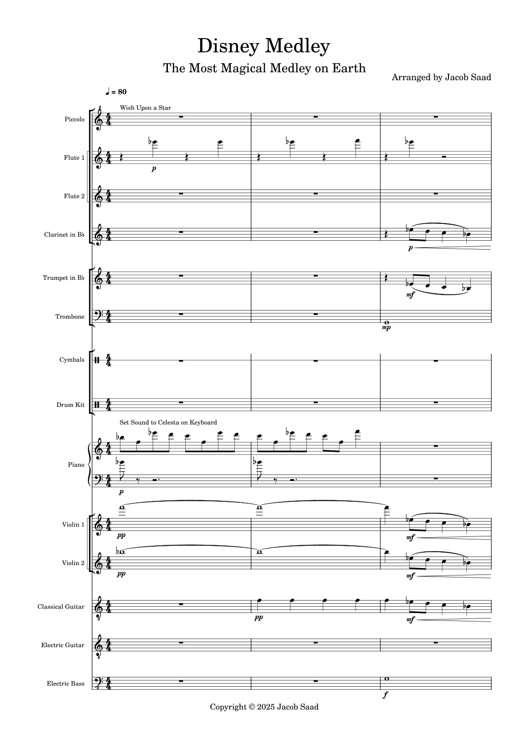Disney Medley (arr. Jacob Saad) by Various Artists 管弦乐团 - 预览