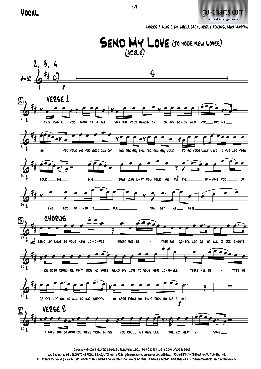 Send My Love (To Your New Lover) (arr. Andy Davidson go-charts.com) by Adele 管弦乐团 - 预览