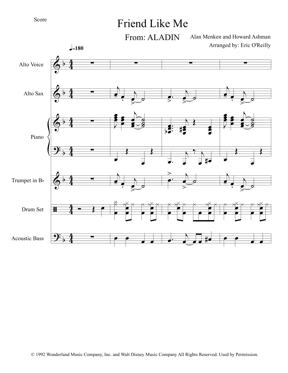 Friend Like Me (arr. Eric O'Reilly) por Howard Ashman Partituras para ...