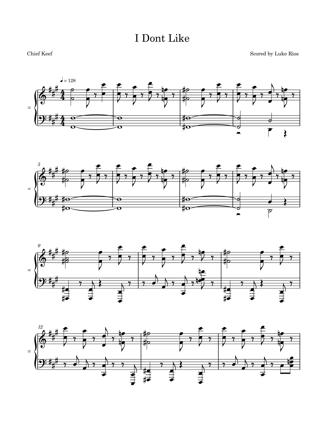 Luke Rios I Don't Like (arr. Luke Rios) by Chief Keef Sheet Music for Piano Solo ...