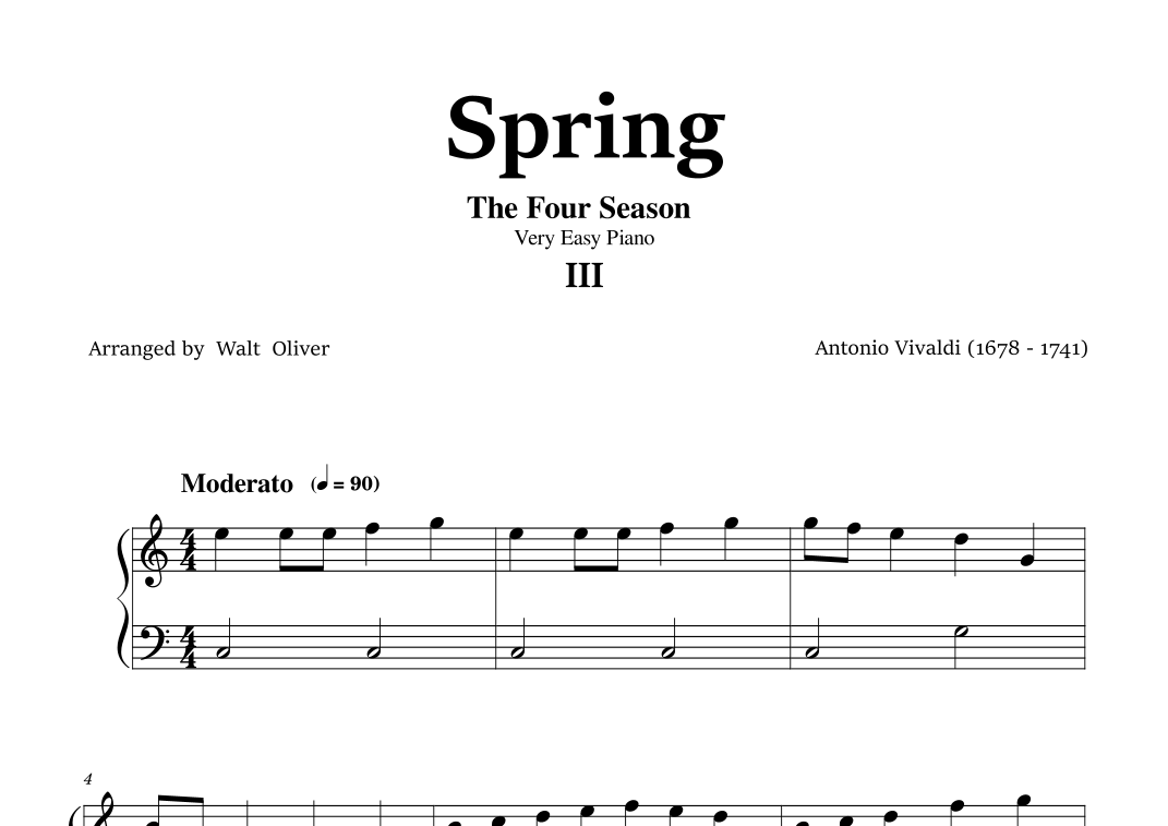 Vivaldi - The Four Seasons - Spring - 3 st mov. - Very Easy Piano by ...