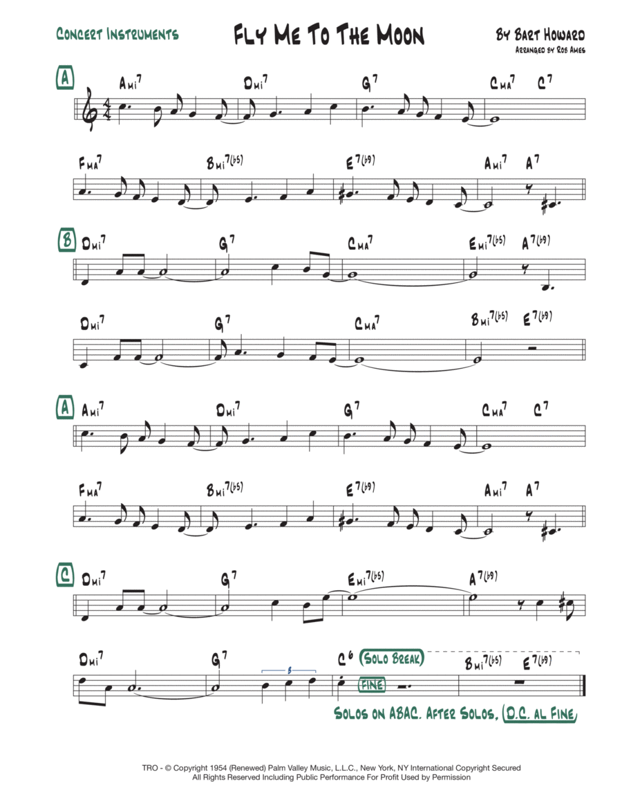Fly Me To The Moon (in Other Words) by Tony Bennett Sheet Music