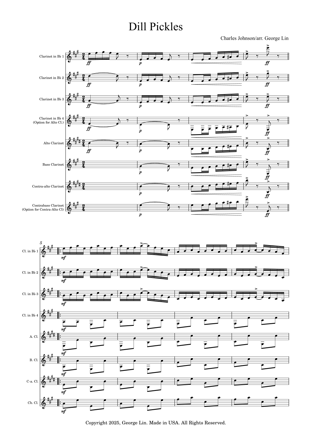 Dill Pickles (arr. George Lin) by Charles Johnson Sheet Music for ...