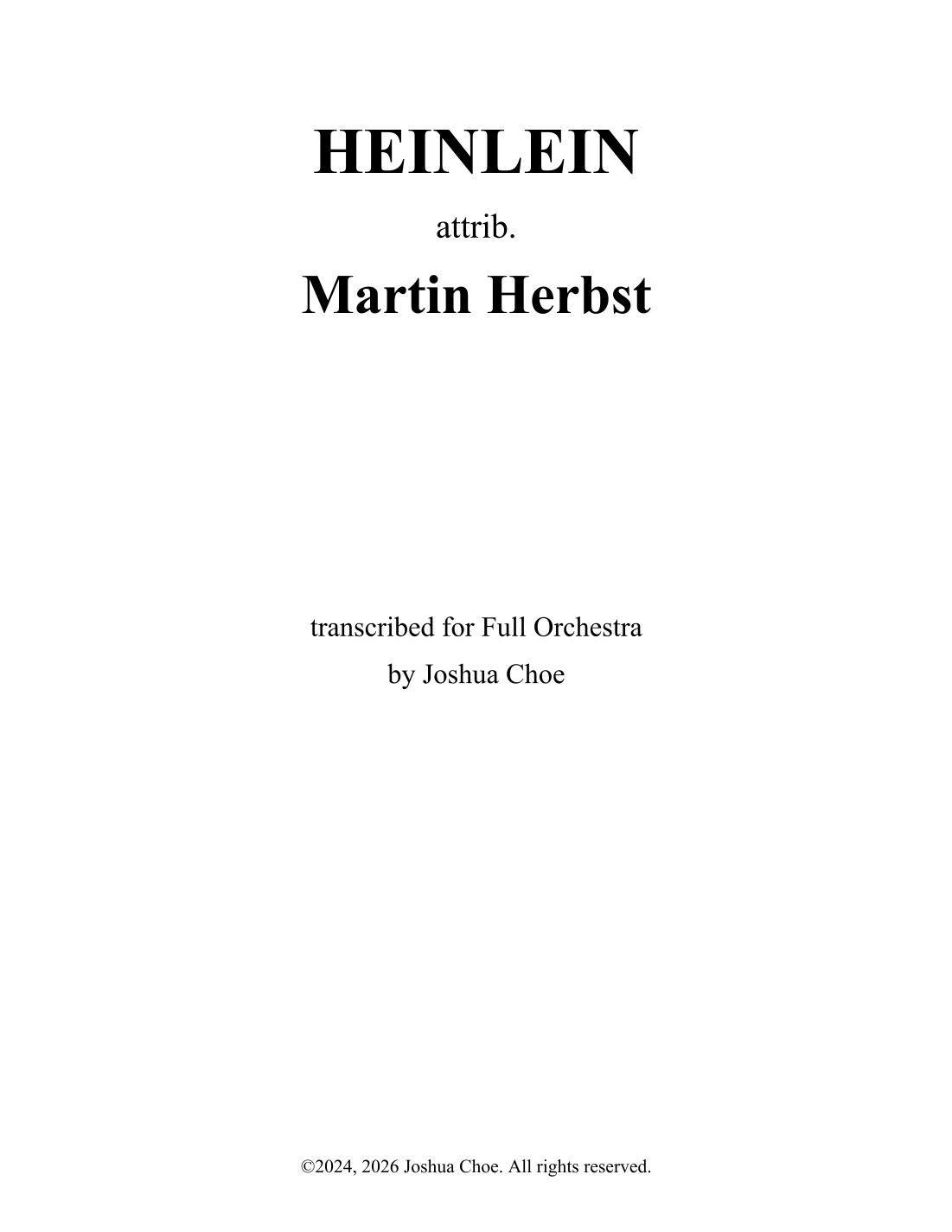 HEINLEIN (Monk Harmonization) (arr. JMJ Arrangements) by attrib. Martin Herbst 管弦乐团 - 预览