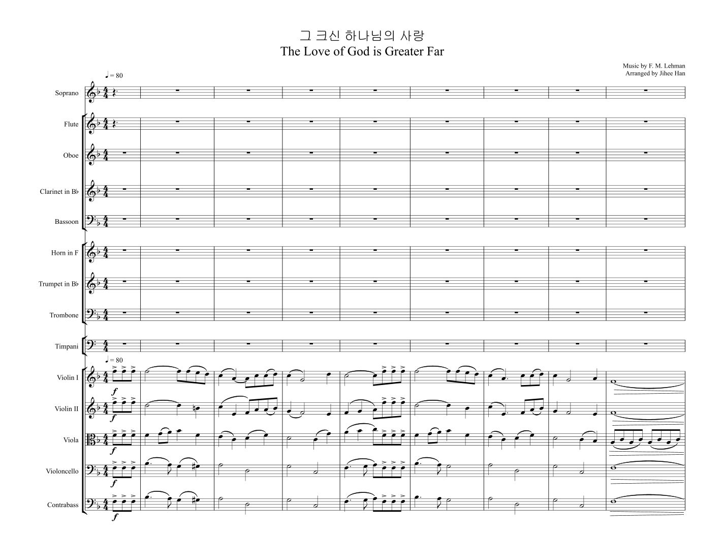 The Love of God is Greater Far- Full Score and Parts (arr. Jihee Han) by F. M. Lehman Chamber Orchestra