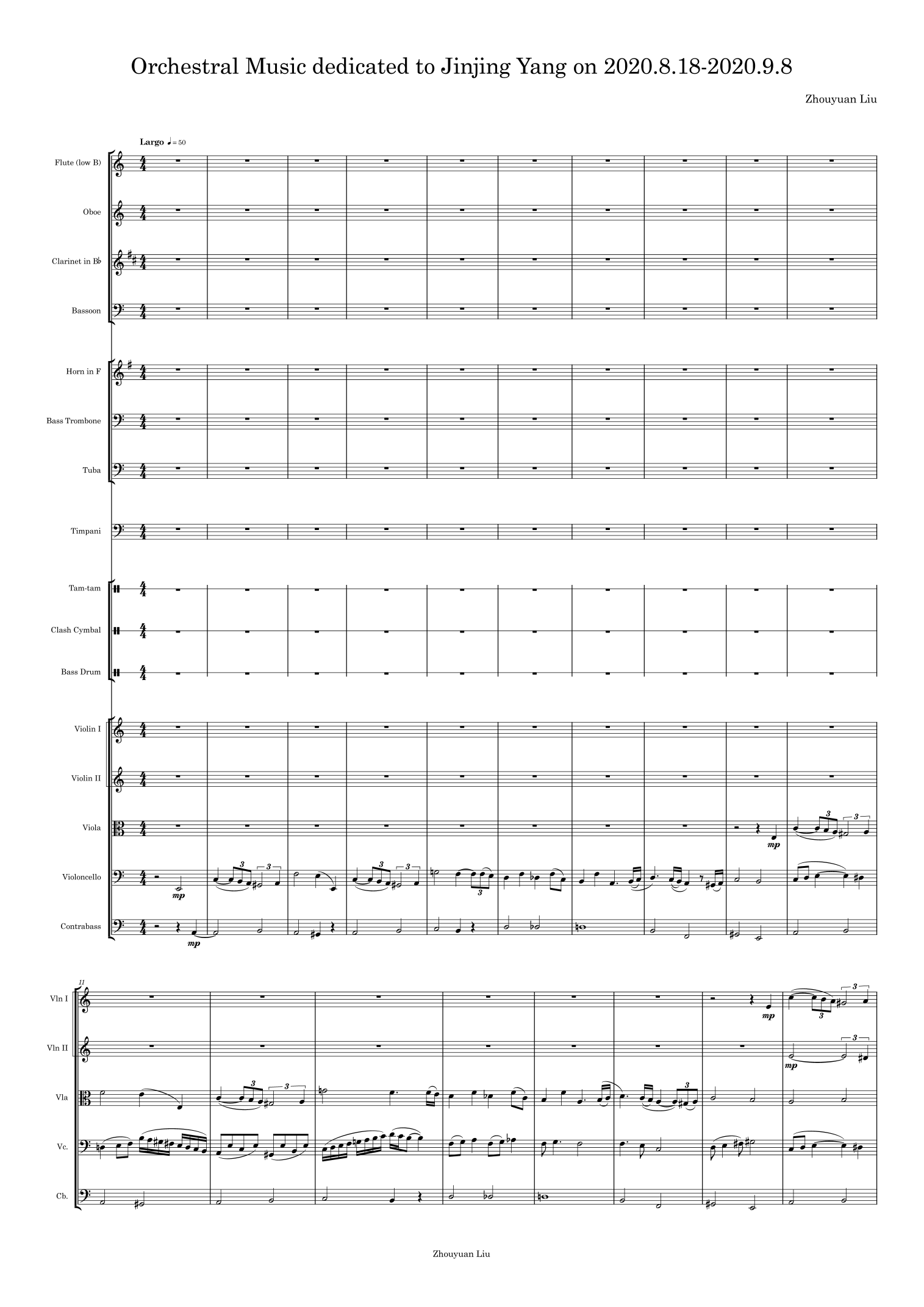 Orchestral Music dedicated to Jinjing Yang on 2020.8.18-2020.9.8 (A3全谱与B4分谱) by Zhouyuan Liu Full Orchestra - 预览