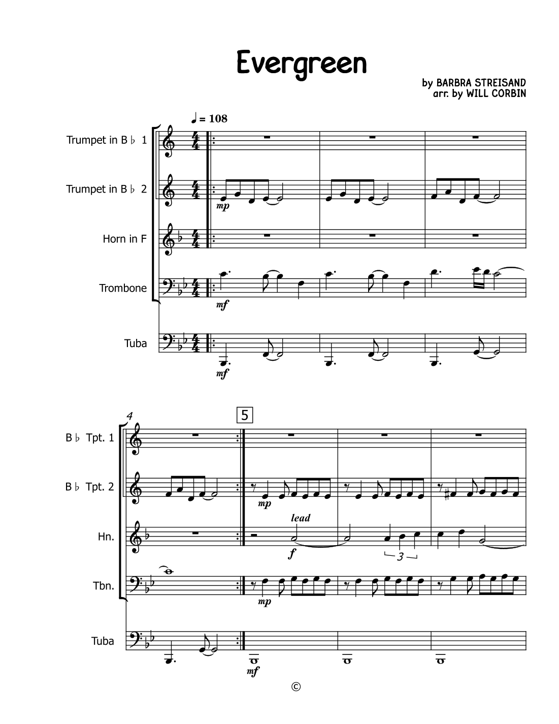 Siempreverdesta (Evergreen) (arr. Will Corbin) by Barbra Streisand ...