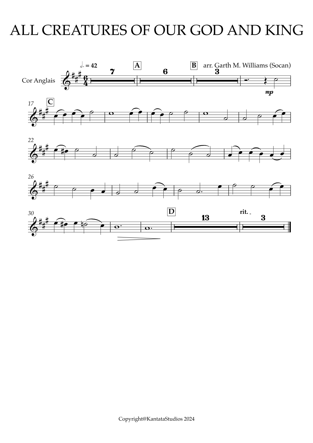 ALL CREATURES OF OUR GOD AND KING 管弦乐团版 (Garth Williams 编曲) - Garth Williams 管乐团 - 预览