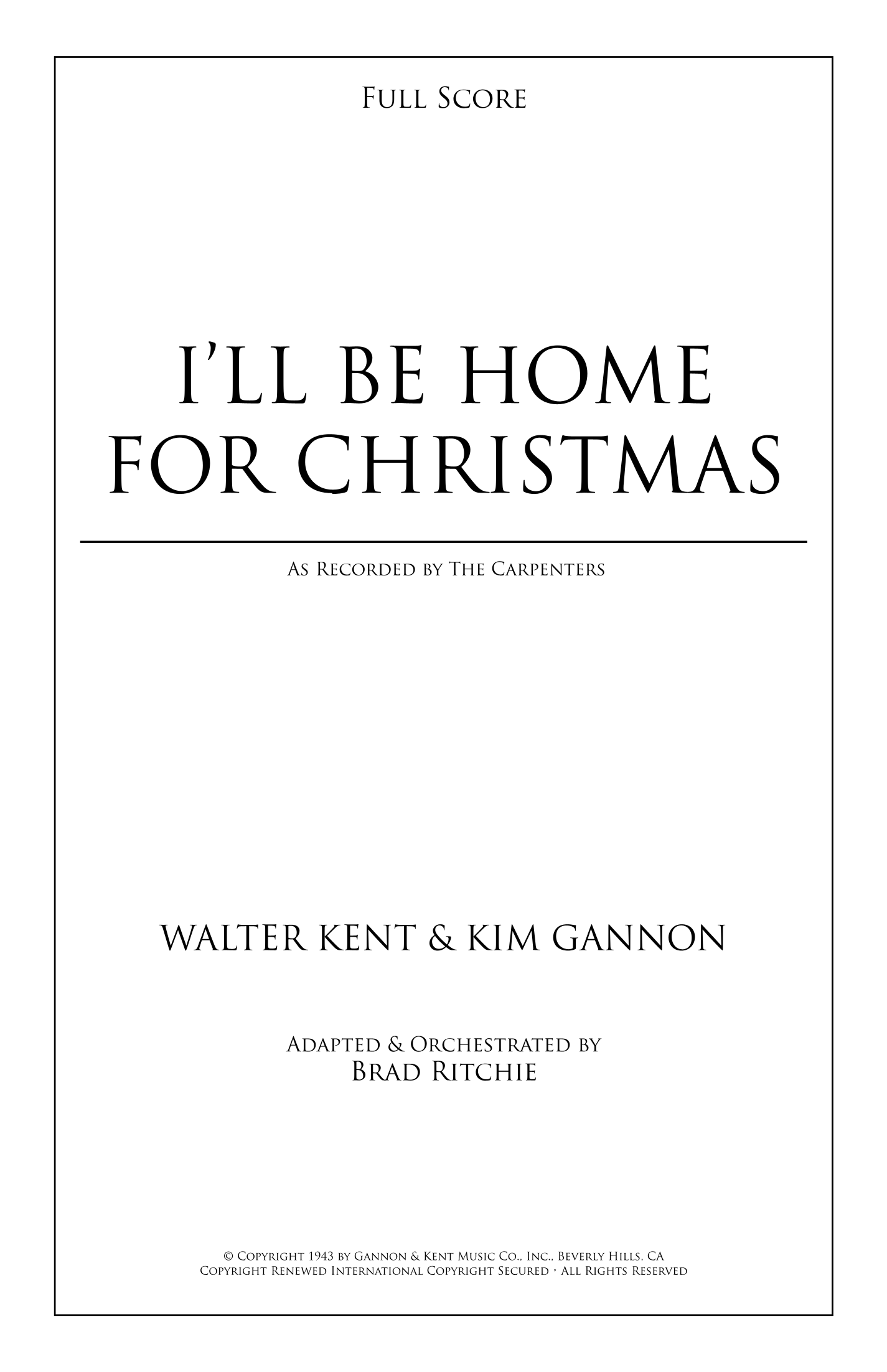 I'll Be Home For Christmas (arr. Brad Ritchie) by Josh Groban Full Orchestra