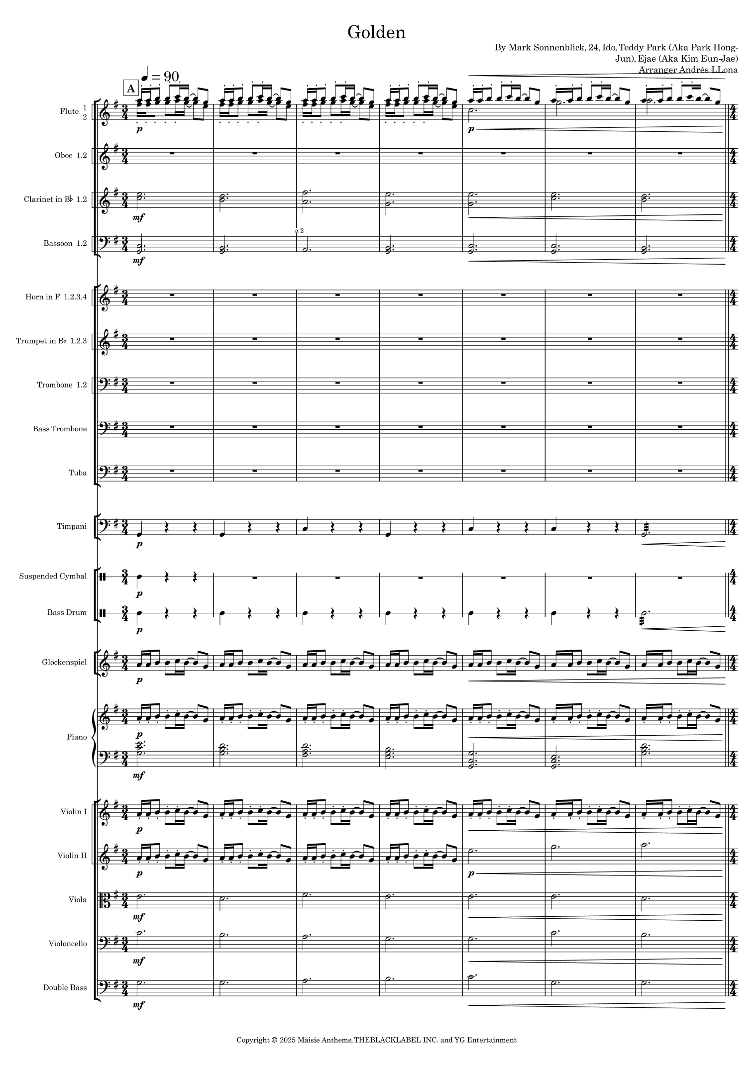 Golden (arr. Andrés LLona) by Huntr/X (Ejae, Audrey Nuna And Rei Ami) 管弦乐团全编制 - 预览