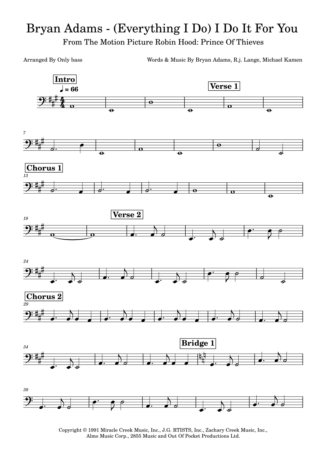 (Everything I Do) I Do It For You by Bryan Adams Sheet Music for ...