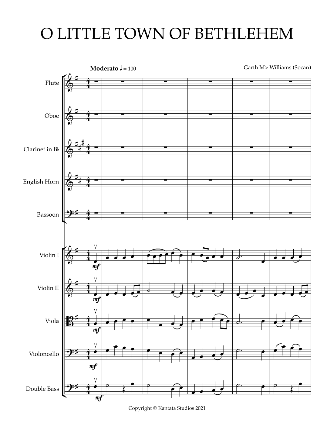 O LITTLE TOWN OF BETHLEHEM FOR FULL ORCHESTRA (arr. Garth Williams) by Garth Williams Full Orchestra