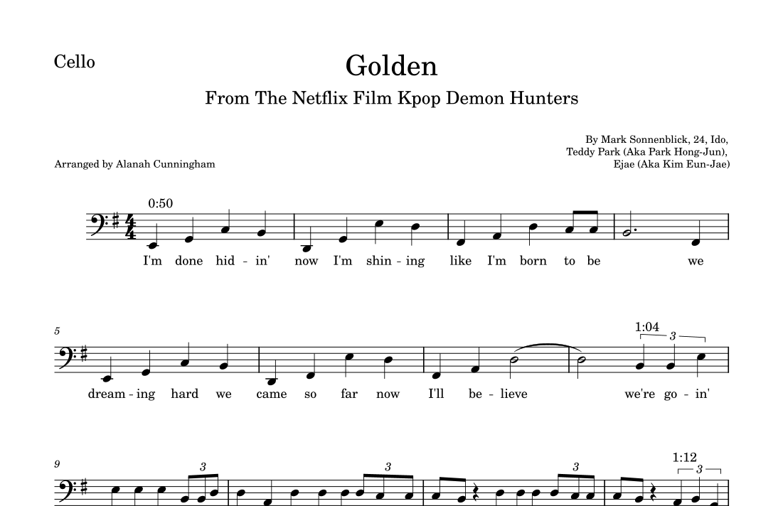 Golden (arr. Alanah Cunningham) by Huntr/X (Ejae, Audrey Nuna And