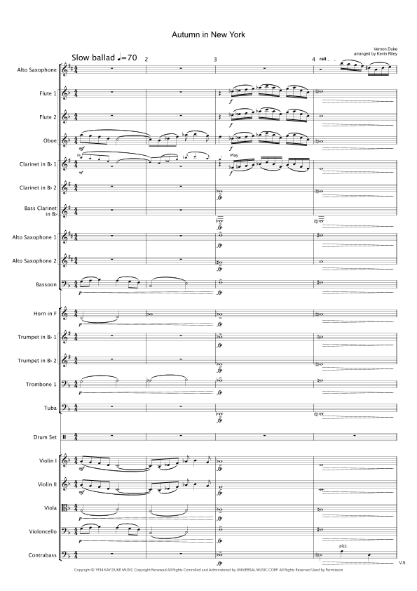 Autumn In New York (arr. Kevin Riley) by Bud Powell 管弦乐团 - 预览