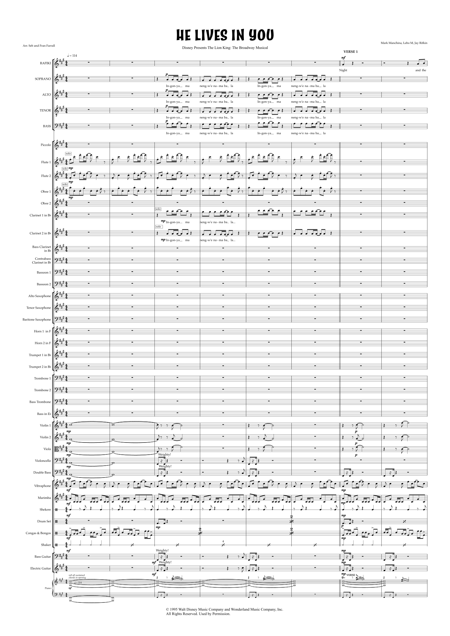 He Lives In You (Reprise) (arr. Seb and Fran Farrall) by Jay Rifkin Full Orchestra