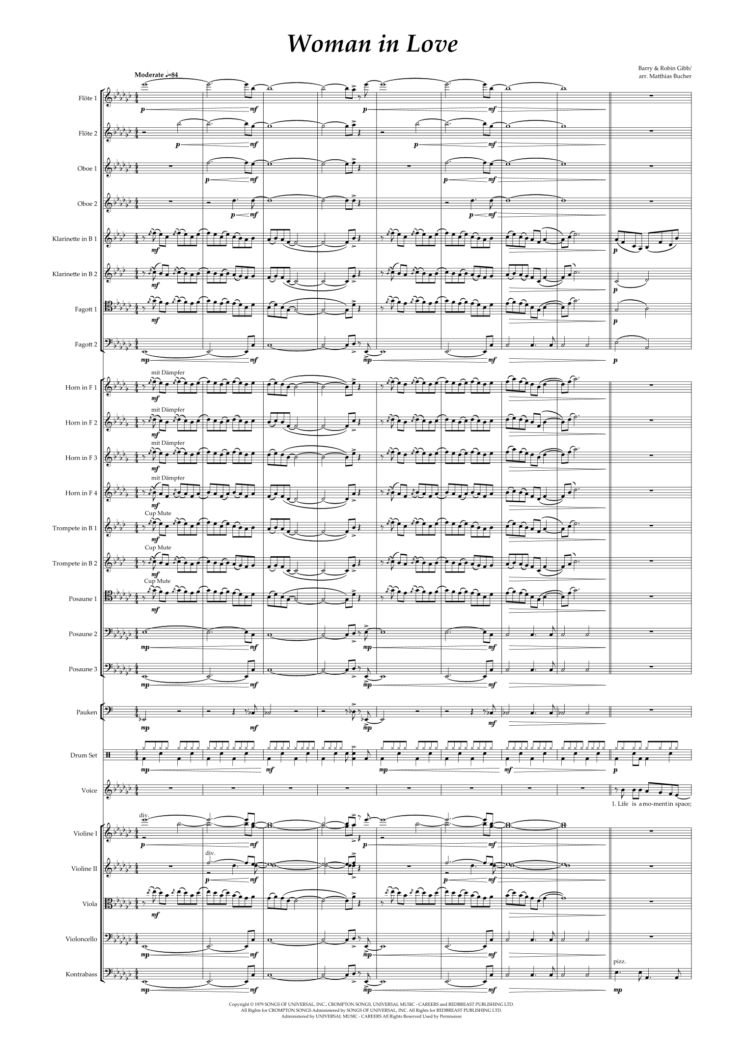 Woman In Love (arr. Matthias Bucher) by Barbra Streisand Full Orchestra