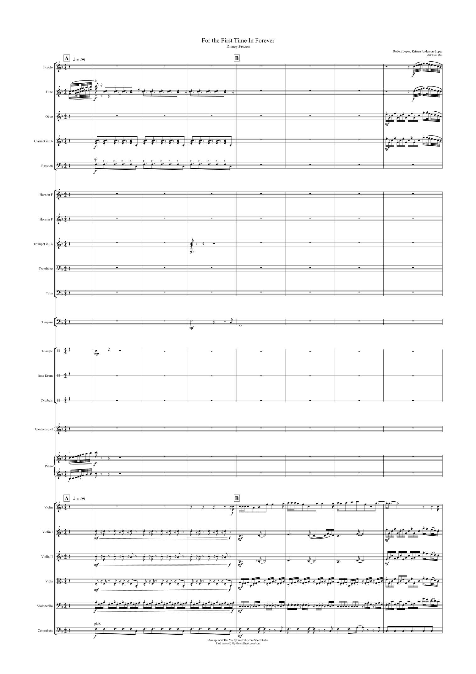 For The First Time In Forever (arr. Hai Mai) by Kristen Bell, Idina Menzel 管弦乐团 - 预览