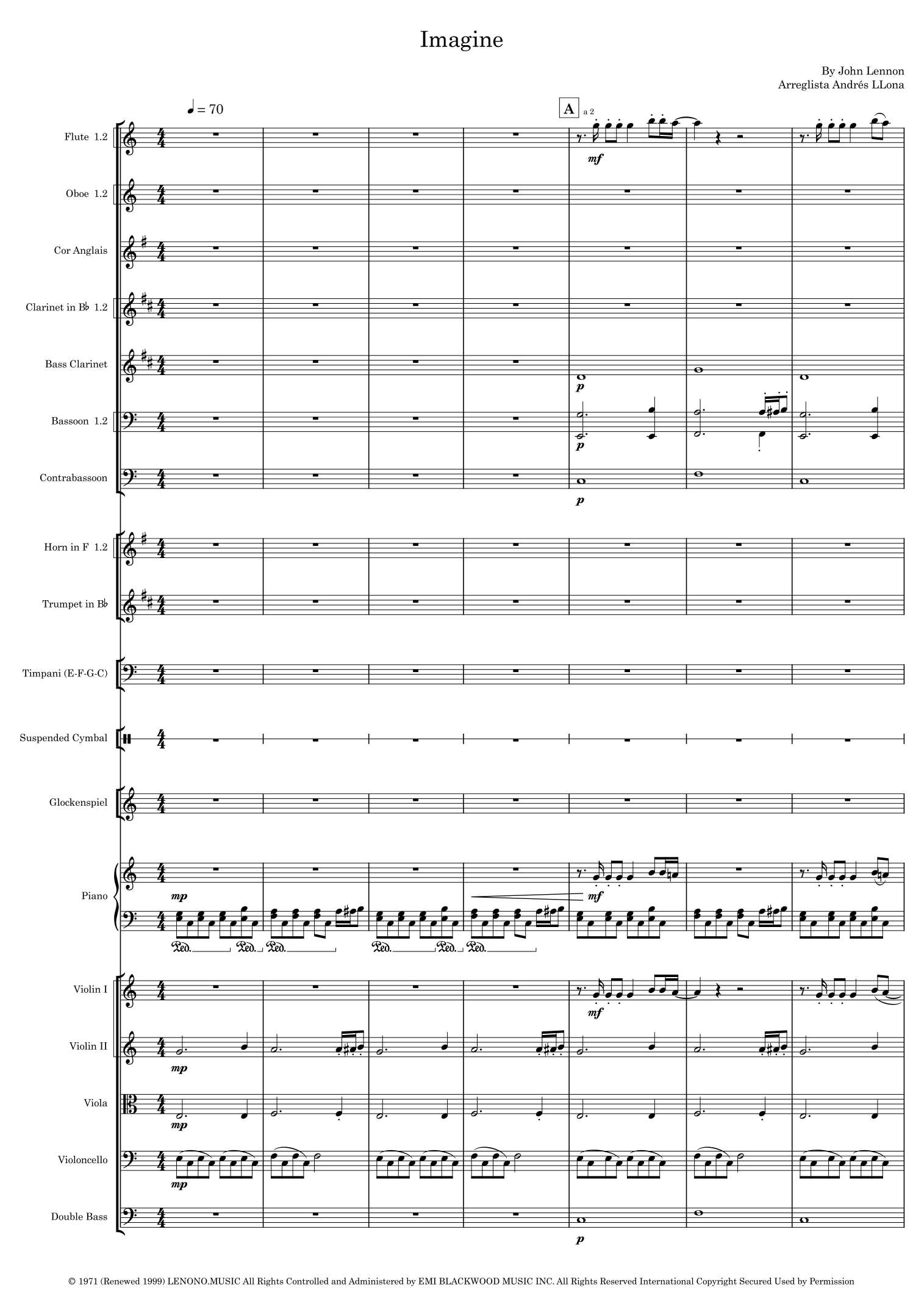 Imagine (arr. Andrés LLona) by David Archuleta Full Orchestra