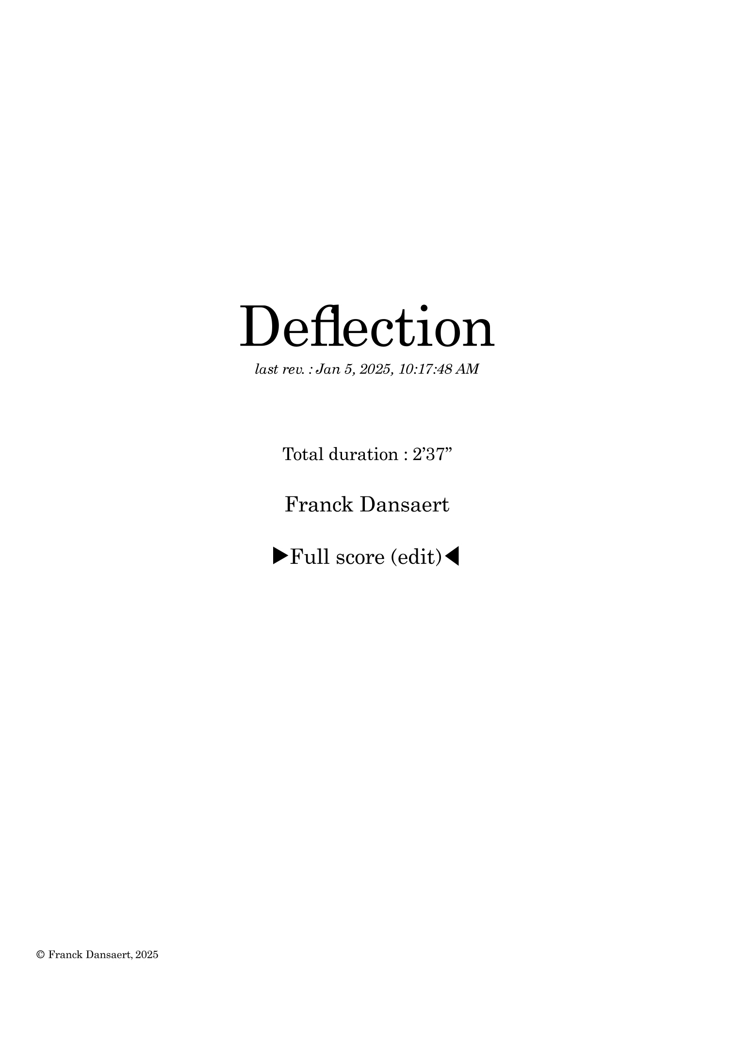 Deflection - Score Only by Franck Dansaert Full Orchestra