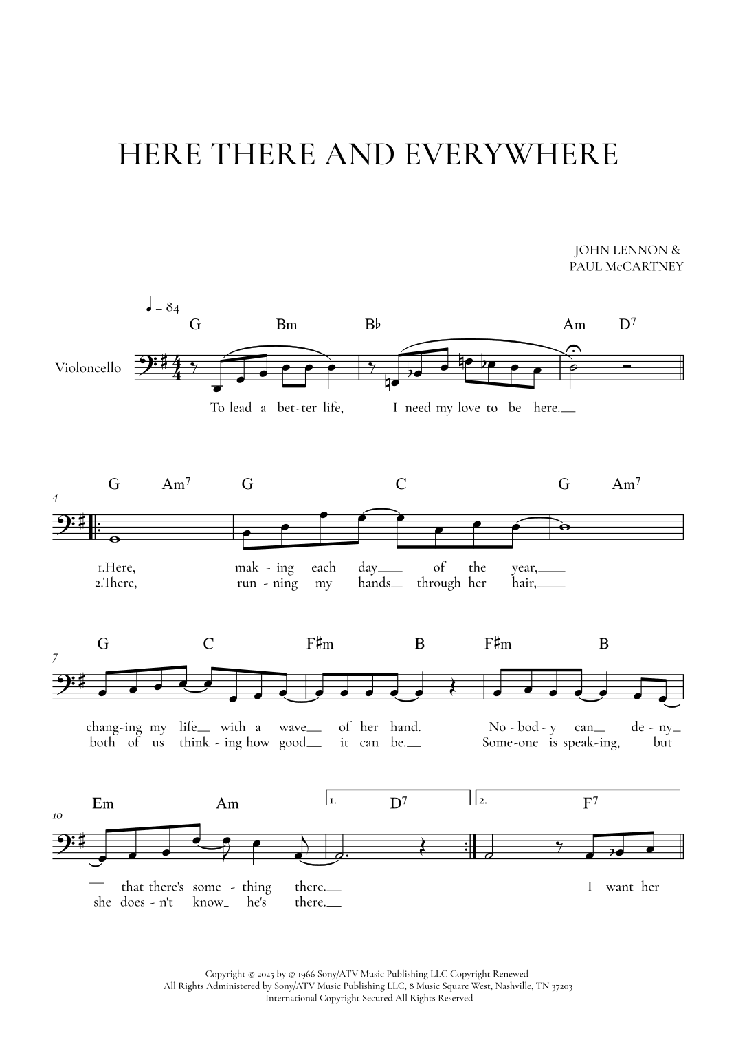 Here, There And Everywhere (arr. Phee) by The Beatles Sheet Music for ...