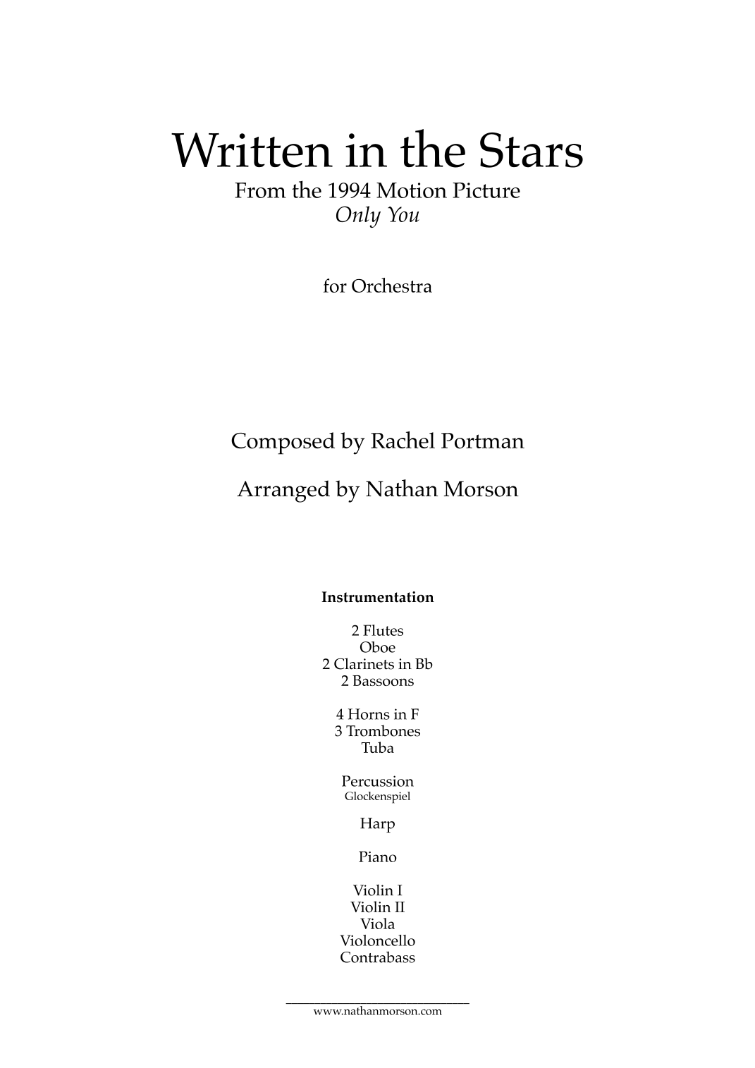 Written In The Stars (arr. Nathan Morson) by Rachel Portman 管弦乐团 - 预览