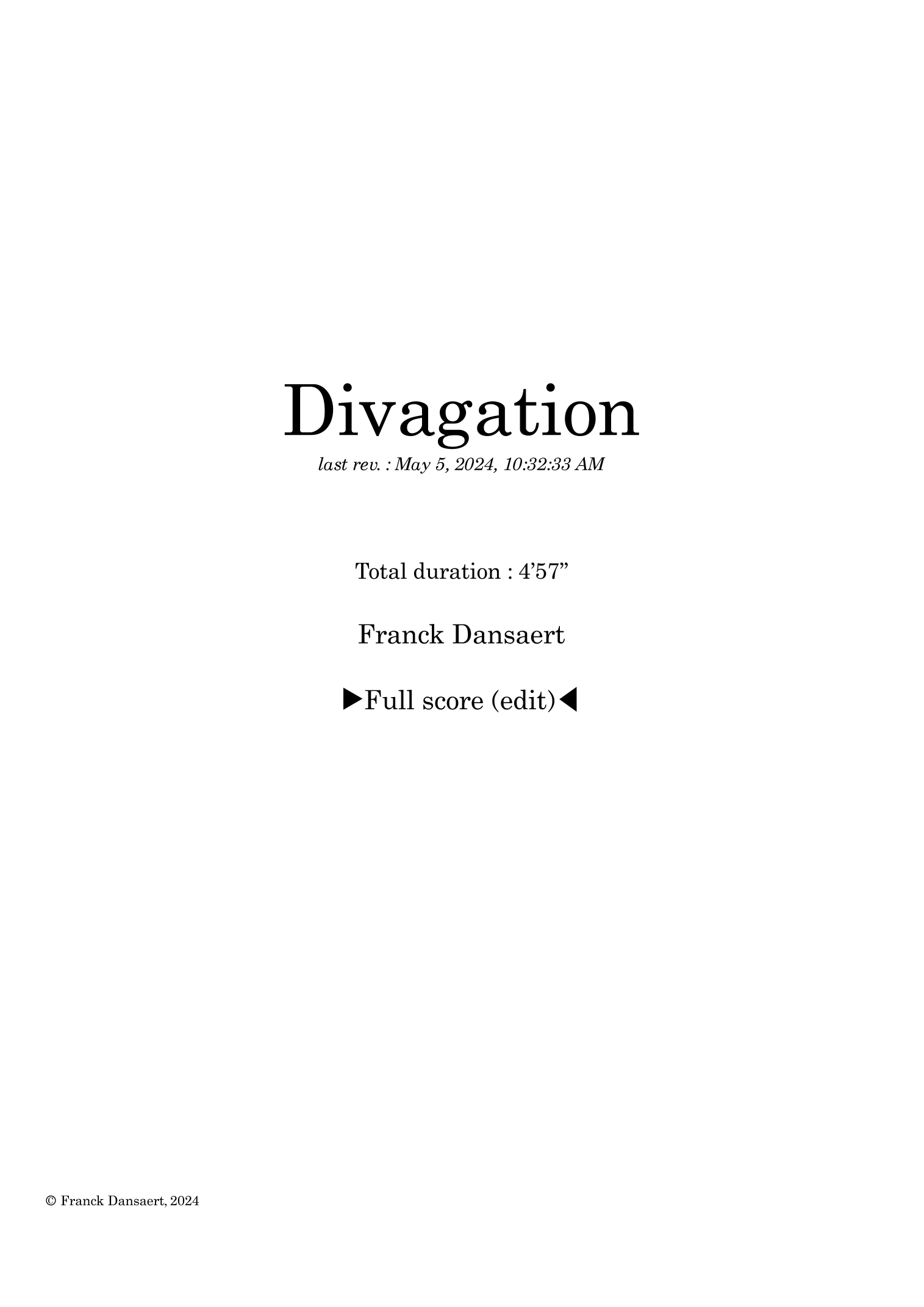Divagation - Franck Dansaert 管弦乐团总谱 - 预览